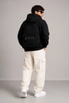 Erkek 3 İplik Şardonlu Tam Fermuarlı Kapüşonlu Arka Çanta Detaylı Sweatshirt - Siyah