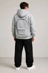 Erkek 3 İplik Şardonlu Tam Fermuarlı Kapüşonlu Arka Çanta Detaylı Sweatshirt - Gri