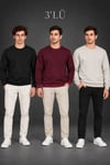 Erkek 3Lü Bisiklet Yaka İçi Şardonlu 2 İplik Düz Uzun Kollu Regular Fit Sweatshirt - Siyah - Bordo - Gri