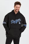 Erkek Baskılı Kapşonlu Üç Iplik Oversize Sweatshirt - Siyah