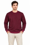 Erkek Bisiklet Yaka İçi Şardonlu 2 İplik Düz Uzun Kollu Regular Fit Sweatshirt -Bordo