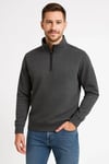 Erkek Dik Yaka Sweatshirt Dik Yaka Yarım Fermuarlı 3 İplik Şardonlu Pamuk Kumaş - Antrasit