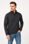 Erkek Dik Yaka Sweatshirt Dik Yaka Yarım Fermuarlı 3 İplik Şardonlu Pamuk Kumaş - Antrasit