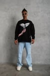 Erkek Güvercin Baskılı Sweatshirt - Siyah