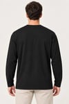 Erkek Modal Yumuşak Dokulu Bisiklet Yaka Uzun Kollu Tişört Sweatshirt - Siyah