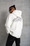 Erkek Nihilist Penguen Özel Tasarım Oversize Kapüşonlu Sweatshirt - Beyaz
