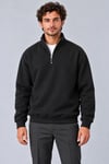 Erkek Üç İplik İçi Şardonlu Dik Yaka Yarım Fermuarlı Kışlık Sweatshirt - Siyah