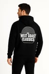 Erkek Üç İplik Kapüşonlu Ön Ve Arka Baskılı SweatShirt Hoodie - Siyah