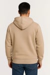 Erkek Üç İplik Kapüşonlu Tam Fermuarlı Kanguru Çepli SweatShirt Hoodie - Bej