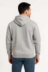 Erkek Üç İplik Kapüşonlu Tam Fermuarlı Kanguru Çepli SweatShirt Hoodie - Gri