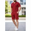 Erkek Waffle Kumaş Kısa Kollu Gömlek Şort Takım Regular Fit Yazlık İkili Set - Bordo
