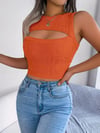 Kadın Askılı Bisiklet Yaka Güpüs Dekolteli Triko Crop Bluz