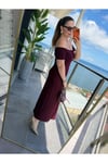 Kadın Madonna Yaka Midi Boy Modal Elbise