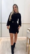 Kadın Uzun Kollu Yuvarlak Yakalı Kısa Triko Elbise