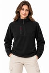 Polar Dik Yaka Yarım Fermuarlı Fermuarlı Göğüs Cepli Regular Fit Kışlık Sweatshirt - Siyah