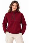 Polar Dik Yaka Yarım Fermuarlı Fermuarlı Göğüs Cepli Regular Fit Kışlık Sweatshirt - Bordo