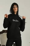Sırt Baskılı Oversize Üç İplik Kapüşonlu Sweatshirt - Siyah