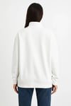Üç İplik Dık Yaka Yarım Fermuarlı SweatShirt - Beyaz