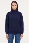 Üç İplik Dık Yaka Yarım Fermuarlı SweatShirt - Lacivert