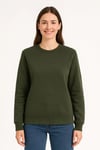 Üç İplik Düz Bisiklet Yaka SweatShirt - Haki