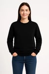 Üç İplik Düz Bisiklet Yaka SweatShirt  - Siyah