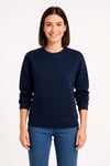 Üç İplik Düz Bisiklet Yaka SweatShirt - Lacivert