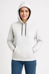 Üç İplik Kapüşonlu Kanguru Çepli SweatShirt Hoodie - Beyaz