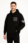 Üç İplik Kapüşonlu Ön Ve Arka Baskılı SweatShirt Hoodie - Siyah