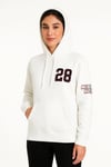 Üç İplik Kapüşonlu Ön Ve Arka Baskılı SweatShirt Hoodie - Beyaz