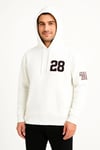 Üç İplik Kapüşonlu Ön Ve Arka Baskılı SweatShirt Hoodie - Beyaz