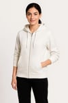 Üç İplik Kapüşonlu Tam Fermuarlı Kanguru Çepli SweatShirt Hoodie - Beyaz
