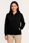 Üç İplik Kapüşonlu Tam Fermuarlı Kanguru Çepli SweatShirt Hoodie - Siyah