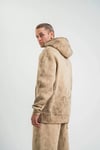 Unisex Double Oversize Kapşonlu Yıkamalı SweatShirt - Bej