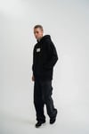 Unisex Kapşonlu Uzun Kol Patchli Nakışlı SweatShirt - Siyah
