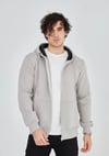 Unisex Tam Fermuarlı Kapşonlu  SweatShirt - Boyalı Gri