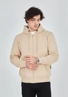 Unisex Tam Fermuarlı Kapşonlu  SweatShirt - Bej