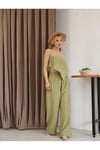 Bandana Detay Yağ Yeşili Pantolon-GENİŞ KALIP