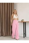 Dökümlü Bandana Detaylı Pembe Pantolon-GENİŞ KALIP