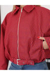Ekose Pile Detay Bomber Mevsimlik Ceket-OVERSIZE