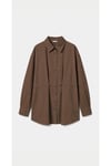 Kahverengi Poplin Oversize Gömlek