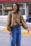 Kırışık Dokulu Paraşüt Kumaş Oversize Camel Mont