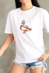 Ördek Baskılı Pamuklu Taşlı Oversize T-shirt