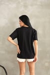 Taşlı Yaprak Desenli Pamuklu Taş Sallantılı T-shirt