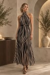 Zebra Şifon Astarlı Elbise