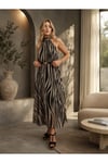Zebra Şifon Astarlı Elbise