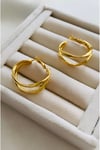 Çelik İkili Görünüm Asimetrik Gold Halka Küpe (3 cm)