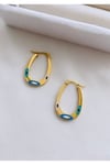 Çelik Nazar Detay Mineli Oval Küpe (3 cm)
