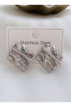 Çelik Plaka Model Silver Küpe