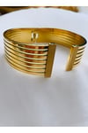 Çelik Sim Detaylı Altılı Sıra Gold Kelepçe Bileklik