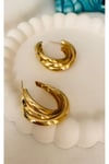 Çelik Üçlü Gold Sarmal Küpe